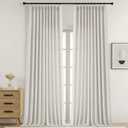 Extra Wide Pinch Pleated Natural Curtains 108 Inches Long, Soft Airy Textured Light Filtering Window Curtains for Patio Sliding Glass Door, Back Tab Modern Drapes, 9FT, 2PCS, 2x60Wx108L Inches