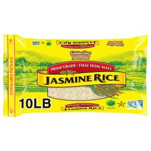 Golden Star Thai Hom Mali White Jasmine Rice - Prime Grade White Rice - 10 lb Bag