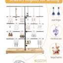HULISEN Earring Display for Vendors, Adjustable Height Earring Display Stands for Selling, Jewelry Display for Earrings Card, Earrings Rack Display Holder with Tray, 30 Hooks, Carbonized Brown