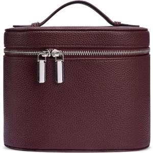 Cosmetic Case, Leather Makeup Bag, Portable Handheld Makeup Case, Detachable Compartments