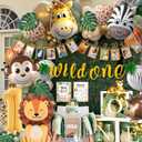 Wild One Birthday Decorations, 1st Birthday Decorations for Boy or Girl, Photo Banner, Balloon Box, Balloons Garland, High Chair Banner, Jungle Theme Safari Party Backdrop for Boys & Girls