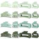 2 x Hair Claws 16 Pcs Hair Clips for Women Thin Thick Curly Hair Large and Small Matte Banana Clips Strong Hold Nonslip (Green series)