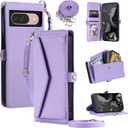 Wallet Case for Google Pixel 10/10 Pro with Wrist Strap Shoulder Strap Card Holder Shockproof Soft PU Leather Magnetic Snap Pocket Stand Accessories Phone Cover Pixel 9 9Pro Nine Women Purple