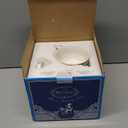 fanquare Tea for One with Gold Trim, Green Teapot Set for Adults, Ceramic Coffee Cup with Saucer, Classic Stripes