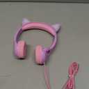 Kids Headphones, Safe 85db Volume Control Light Up Cat Ear Headphones for iPad Fire Tablet Kindle, On-Ear LED Children Headphones for School Learning Travel - Purple/Pink