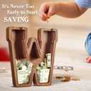 Summidate Large Wooden Piggy Bank for Kids Adults, Letter T Money Bank for Boys Girls, Personalized Initial Alphabet Bank for Coins Bills Change, Birthday and Decor