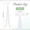 Rtteri 24 Pcs Satin Weeding Chair Bows Sashes with Ties White Chair Sashes Draping Ribbons Bows for Wedding Banquet Party Christmas Baby Shower Events Decoration