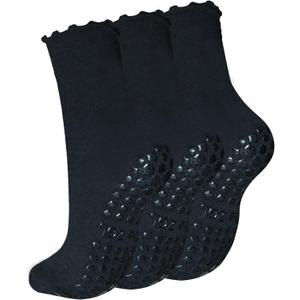 Slouch Yoga Socks,Pilates Women Socks with Non Slip Grippers for Barefoot Ballet Fitness Rehab Hospitals 3 Pairs