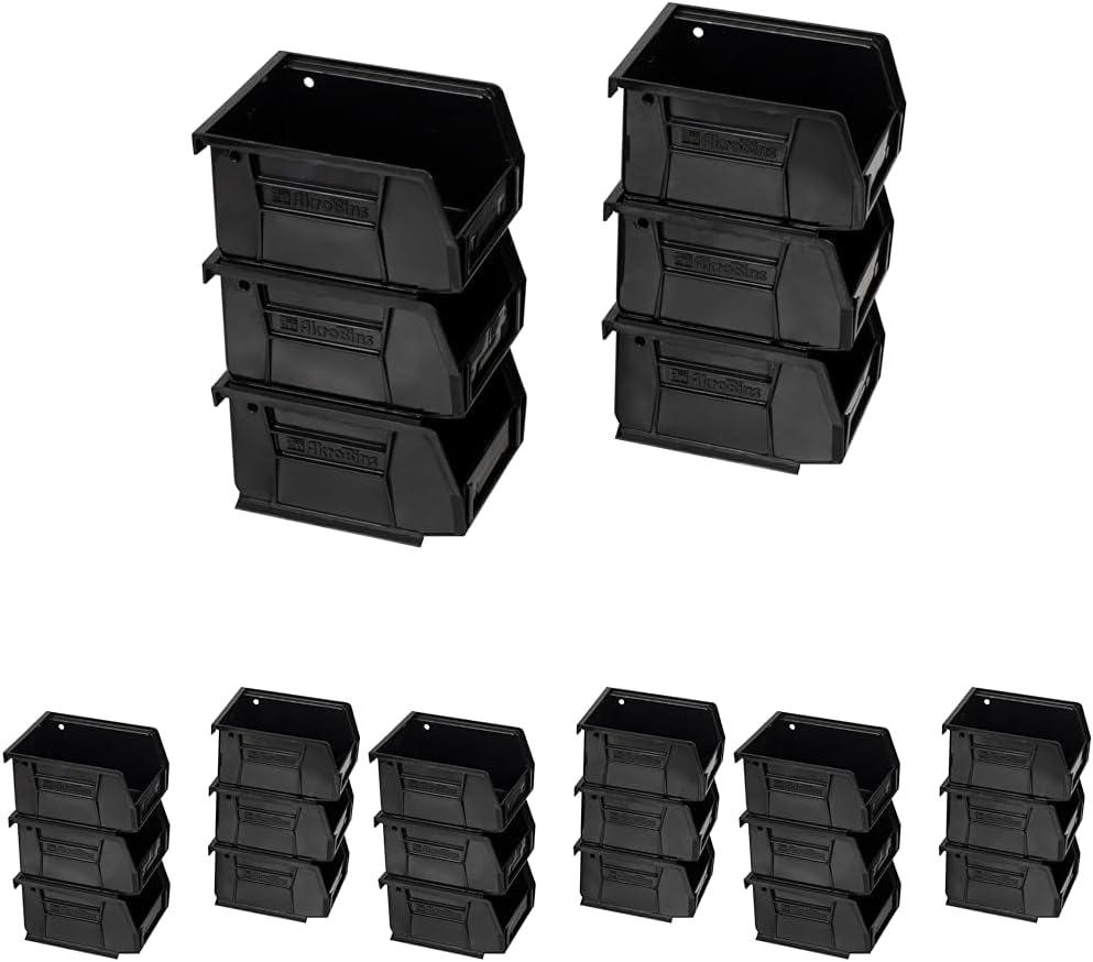 Akro-Mils 30210 AkroBins Plastic Storage Bins, Space-Saving Stackable Bins for Garage, Pantry, Craft Organization, 5" x 4" x 3", Black, (Pack of 4) Akro-Mils 30210 AkroBins Plastic Storage Bins, Space-Saving Stackable Bins for Garage, Pantry, Craft Organization, 5" x 4" x 3", Black, (Pack of 4)