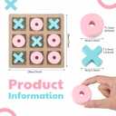 Seenelling Wooden Tic Tac Toe Game Tic Tac Toe Board Game 7 Inch Wood Board Table Top Living Room Decor Fun Family for Family Night Indoor Outdoor Party Adults Classic Travel (Pink Blue)