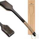 Back Scrubber Shower Brush,Dry Brushing Body Brush with 17.7 Inch Curved Long Handle, Natural Bristles for Lymphatic Drainage (Natural Fiber, Medium)