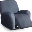 Recliner Chair Covers 4 Piece Stretch Couch Covers Recliner Slipcovers Couch Furniture Protector with Stripe Jacquard Sofa Cover Washable for Pets (Blue Grey)
