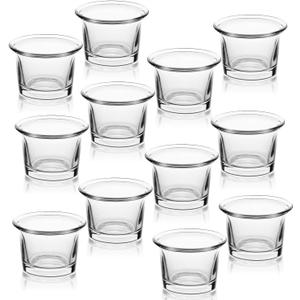 Letine Tealight Candle Holder Set of 12- Clear Glass Votive Candle Holders Bulk for Christmas Decorations, Wedding, Party & Home Decor
