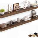 Fun Memories 60Inch Long Floating Shelves, 8 Inch Deep Shelves for Bedroom|Living Room, Wall Mounted Wood Hanging Shelf with Invisible Brackets for Fireplace Mantel Home Storage Decor, Brown - 2 Pack