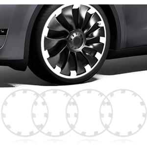 Wheel Rim Protect for Tesla Model Y 21" (2020-2024), Easy-Install Hubcaps Wheel Cover, Scratch-Resistant Car Tire Trim Rings, Stylish Design for Induction Wheels, Peal White 4Pcs Model Y Accessories, 2020-2024 Model Y 21in