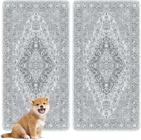 nunubaby 4PACK Washable Pee Pads for Dogs, Stylish, Non-Slip and Leak-Proof Pee Pads. Reusable Potty Pads for Dogs for Crates and Floors.(Gray/ Geo, 24" x48" )