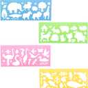 Template for Drawing,4 Pack Clear Ruler Animal-Shaped Stencils Drafting Tools Set Stencil Maker Rulers,Rulers for Kids,Measuring Templates Rulers for Office,School,Drawing