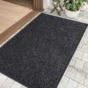 Front Door Mat, 60" x 30", Non-Slip Backing Entrance Doormats, Low Profile Welcome Mat Outdoor Indoor, Easy to Clean Outside Entry Mats (2'6" x 5' (Rectangular), Double Stripes Black)