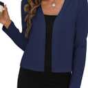 Zeagoo Women's Lightweight Summer Cardigan Cropped Long Sleeve Shrug Thin Open Front Sheer Bolero for Dresses (Blue, S)