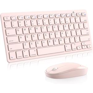 OMOTON Bluetooth Keyboard & Mouse Combo, Wireless Set for iPad Pro 13/11 (2024)/12.9, 10th/9th/8th/7th Gen, Air 6/5/4 and Other Bluetooth Enabled Devices (Pink)