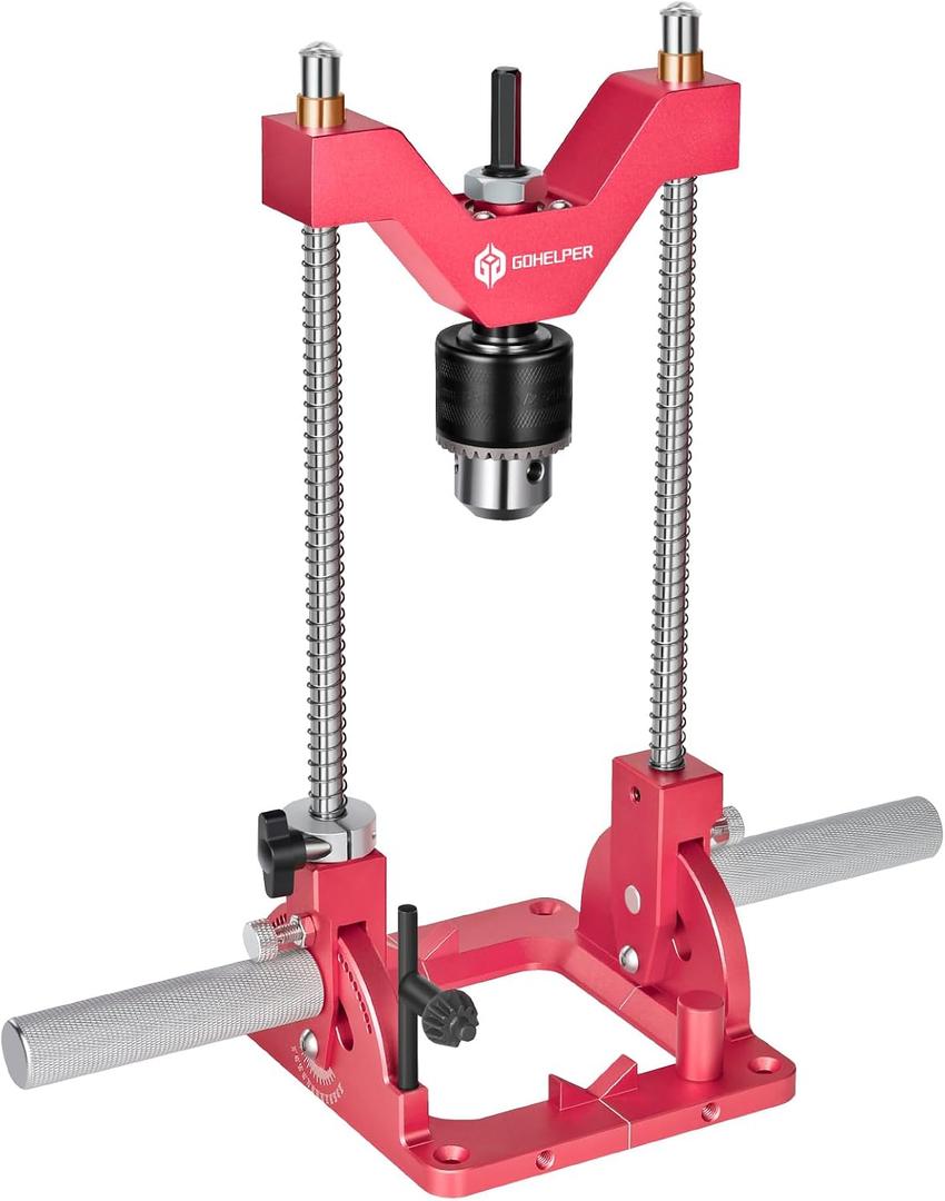 Portable Drill Guide for Straight Holes, Heavy-Duty 0 to 60 Angle Drilling Guide, Drill Press Adapter for Hand Drill, Precision Adjustable Drill Jig Attachment with 1/2" Chuck