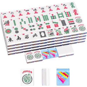 Set of 166 Acrylic American Mahjong Tile Set, Mahjong Game Set with 1.2 Blue Prints (Tiles Only Set)