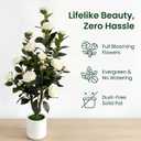 2 Pack 3FT Artificial Camellia Trees, 24 Realistic Silk Flowers & Buds, Faux Blooming Potted Plants in White Planters, 36" Fake Flowering Tree for Indoor Outdoor Home Porch Wedding Decor (White, 3FT)