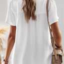 Falechay Womens Summer Tops Crewneck Short Sleeve Shirts Casual Chiffon Blouses Flowy Lace Hem Boho Clothing Trendy 2026 (White, S)