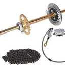 32 Go Kart Axle Kit Alloy Rear Axle with Brake Dics +Brake Master Cylinder +Sprocket +Pillow Bearing +Chain + Hub Replacement for Go Kart ATV Quad Drift Trikes