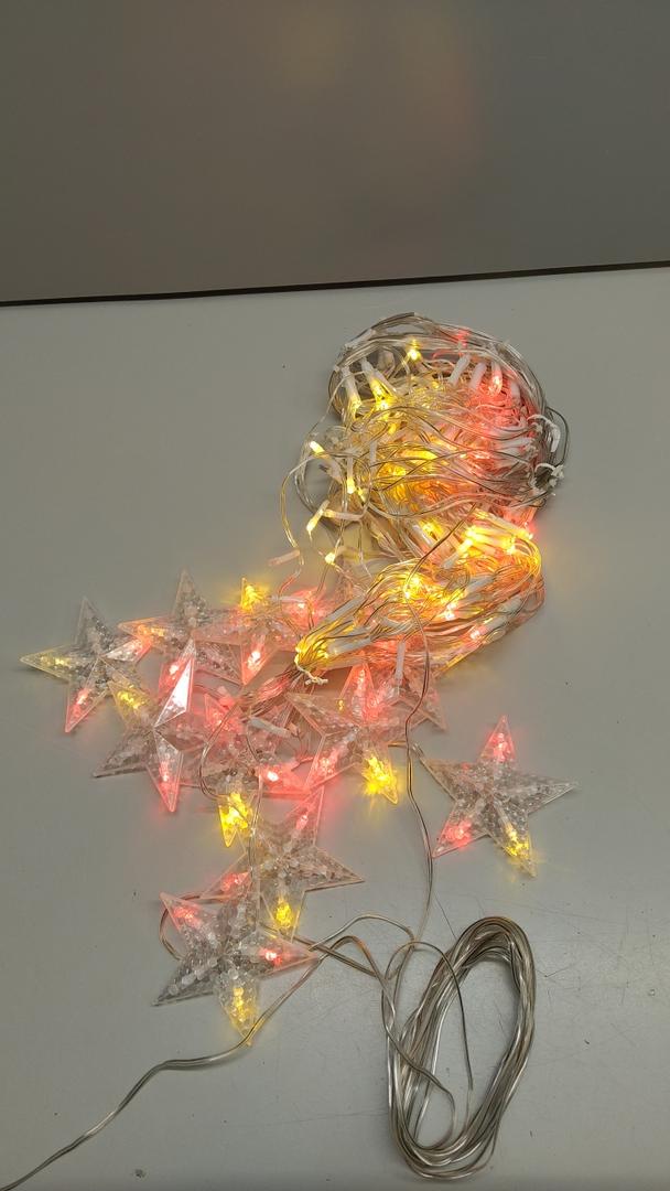 oopswow Icicle Lights Outdoor,16.5FT 200 LED Curtain Fairy Lights,40 Drops 8 Modes with Timer Icicle Star Lights,Hanging Led String Lights for Backdrop,Wedding,Party,Christmas Decorations,Red Yellow