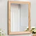 AAZZKANG Rustic Mirrors for Wall Rectangle Wood Frame Mirror Large 28"x20" Decorative for Farmhouse Bedroom Bathroom Living Room Large, Beige 