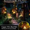 Homemory Solar Tea Lights Outdoor Waterproof Hanging Lanterns, Beaded Copper Wire Ball Holders with Solar Powered Tea Lights Candles, Ideal for Patio, Garden, Backyard, Pergola, Tree, Fence, 4-Pack