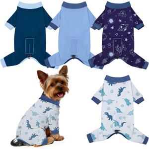 4 Pack Dog Pajamas Pet Costumes Dog Jammies Onesies Sweatshirt Adjustable Breathable Stretchy Clothes for Puppy Small Medium Large Dogs Girls Boys,S