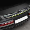 Rear Bumper Guard Cover Protector Compatible with Hyundai Santa Fe 2024 2025 2026 Inner Tailgate Sill Guard Cover Interior Car Accessories Stainless Steel 1PC(Black Brushed Finish)