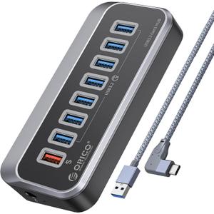 ORICO USB Hub 5Gbps, 7-Port USB 3.0 Hub with 3.28Ft Cable, Compatible with Desktop Computers