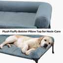 Veehoo Orthopedic Elevated Dog Bed with Fluffy Plush Bolster Cushion, Indoor Raised Dog Beds for Large Dogs, Soft Pet Sofa Cot with Removable Washable Mat, No-Slip Feet, 32 x 25 inches, Haze Blue