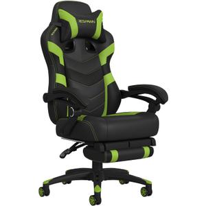 Respawn 110 Pro Ergonomic Gaming Chair with Footrest for Adults - Comfortable Office Gaming Recliner with Lumbar Support and Headrest, Racing Style Video Game Chairs for Computer Gamer - Green