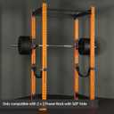 J Hooks for 2" x 2" Power Rack, Rubber Pad J-Hook for Power Cage, Bottom Reinforced Steel J Cups for Squat Rack, Heavy Duty Barbell Holder, Black