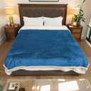 Electric Heated Blanket Throw Size - 50"x60", Soft Flannel Heating Blanket, 4 Heating Levels, 3 H Auto Shut Off, Breathable Warm and Washable for Sofa, Lake Blue