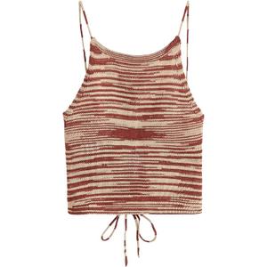 SweatyRocks Women's Sleeveless Space Dye Knit Camisole Criss Cross Backless Crop Top S