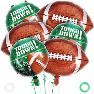27 Inch Football Balloon Set,Football Foil Mylar Balloons and Footballs Field Balloons,Super Bowl Balloon for Super Bowl Decor Tailgate Game Day Sport Theme Birthday Party Decorations Supplies (Brown and Green)