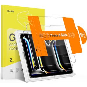 SPARIN 2 Pack Screen Protector for iPad Pro 11 inch M5 2025/M4 2024 (6th/5th Generation), 9H Hardness Tempered Glass with Easy Application Tray, Face ID & Apple Pencil Compatible and Case Friendly