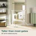 Cumbor 36" Extra Tall Baby Gate for Stairs, 29.7-40.6" Wide Dog Gate for Doorways, Pressure Mounted Auto-Close Pets Gates for Dogs Indoor, Durable Safety Child Gate, Mom's Choice Awards Winner, White