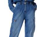 DEE OCLEPPO womens Rylee Cargo Pocket Button Front Denim Jumpsuit Standard (8, Indigo Wash)