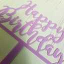 Happy Birthday Cake Topper for Birthday Party Decorations (Purple Acrylic)