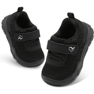 relxfeet Toddler Boys Girls Shoes Wide Toe Box Barefoot Sneakers Fashion Lightweight Breathable Tennis Walking Shoes (Black)