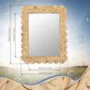 23" x 17" Scalloped Water Hyacinth Wall Mirror Decorative Natural Water Hyacinth Wall Wavy Mirror with Handwoven Frame for Bathroom, Living Room, Entryway Decor