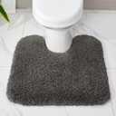Disolla Toilet Mat 22x24 - Non Slip Fluffy U-Shaped Contour Rug, Ultra-Soft Plush Toilet Floor Mat, Absorbent & Machine Washable, Dark Grey