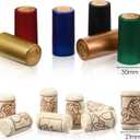 Jetec 240 Pcs Wine Bottle Corks and Seals 120 Count Natural Straight Corks and 120 Pcs 6 Color Heat Shrink Capsules, Seals and Stoppers for Wine Bottles Ornament Making Arts Crafts