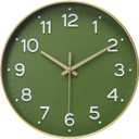 MEIRED Wall Clock 12 Inch Silent Non Ticking Battery Operated Round Wall Clock Modern Simple Style Decor Clock for Home/Office/School/Kitchen/Bedroom/Living Room, Olive Green and Gold
